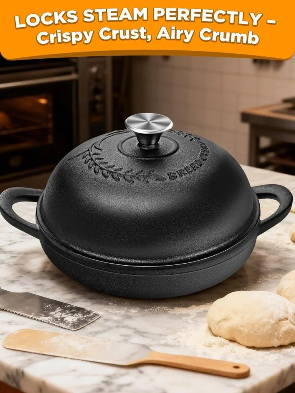 Enameled Cast Iron 6QT Dutch Oven Bread Pot with Lid & Sourdough Kit - Matte